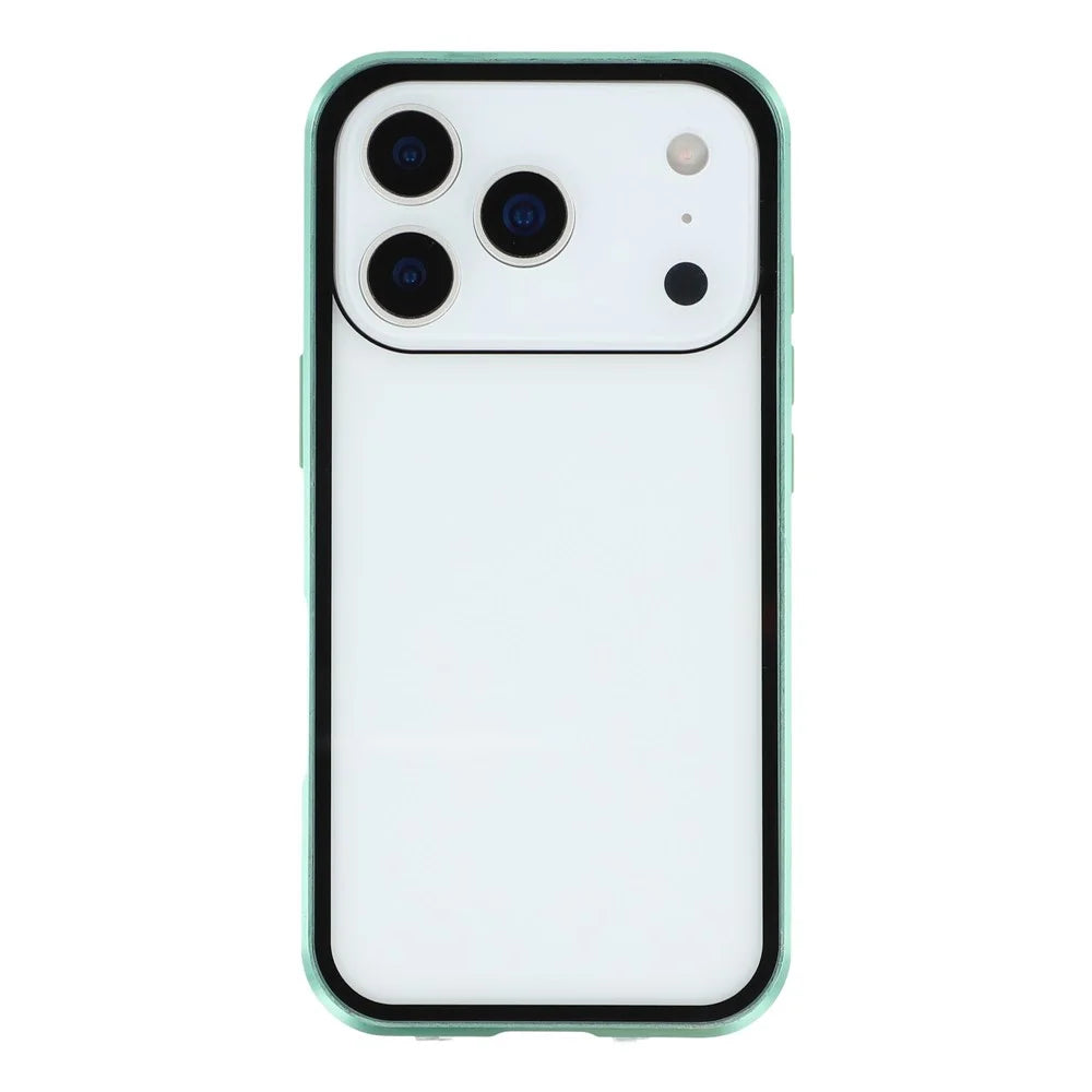For iPhone 17 Pro Max Double-Sided Tempered Glass Phone Cover with Anti-Spy Screen Protector Magnetic Adsorption Metal Frame - Green - 4