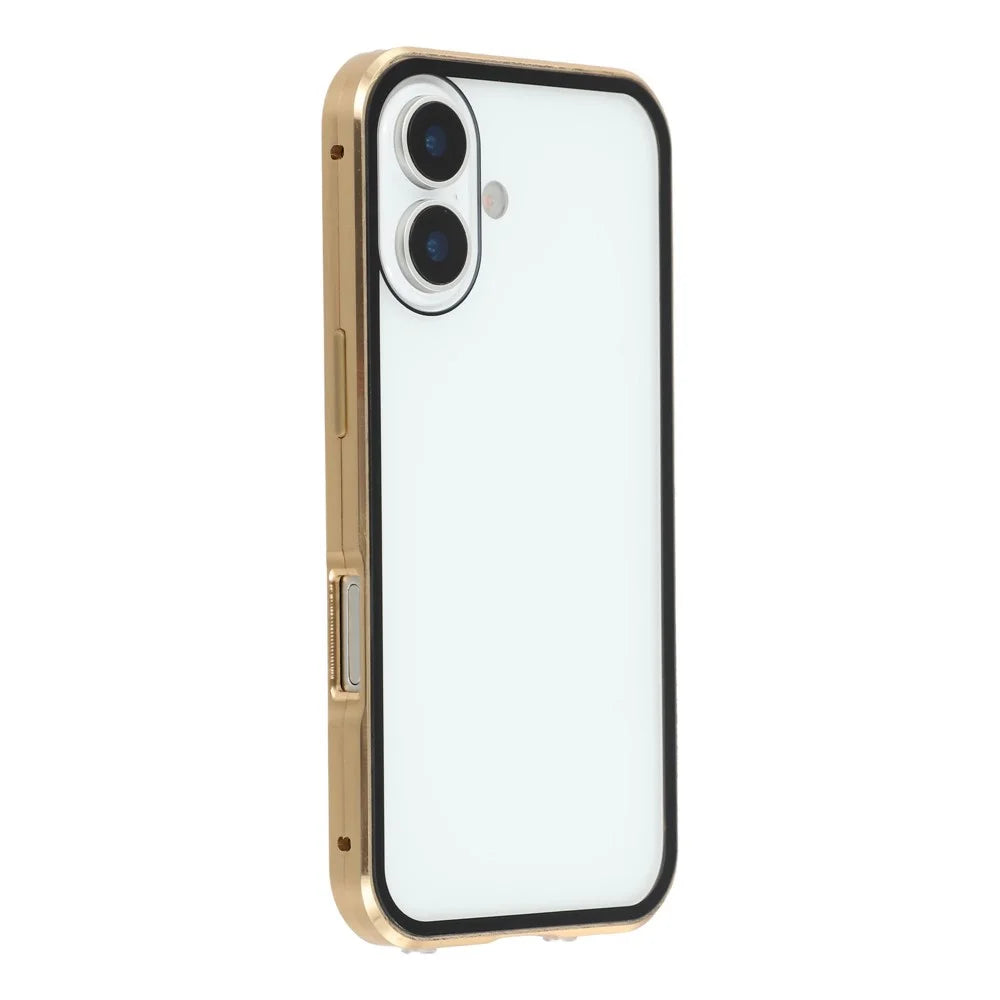 For iPhone 17 Full Body Case Magnetic Tempered Glass Double-Sided Phone Case - Gold - 2