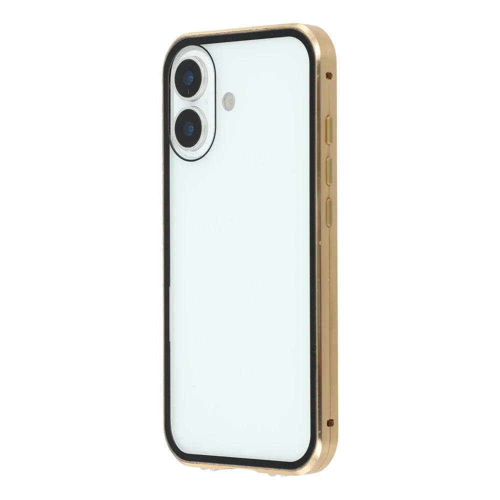 For iPhone 17 Full Body Case Magnetic Tempered Glass Double-Sided Phone Case - Gold - 5