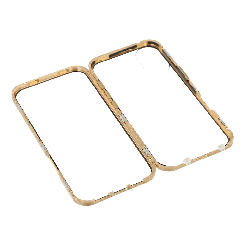 For iPhone 17 Full Body Case Magnetic Tempered Glass Double-Sided Phone Case - Gold - 6
