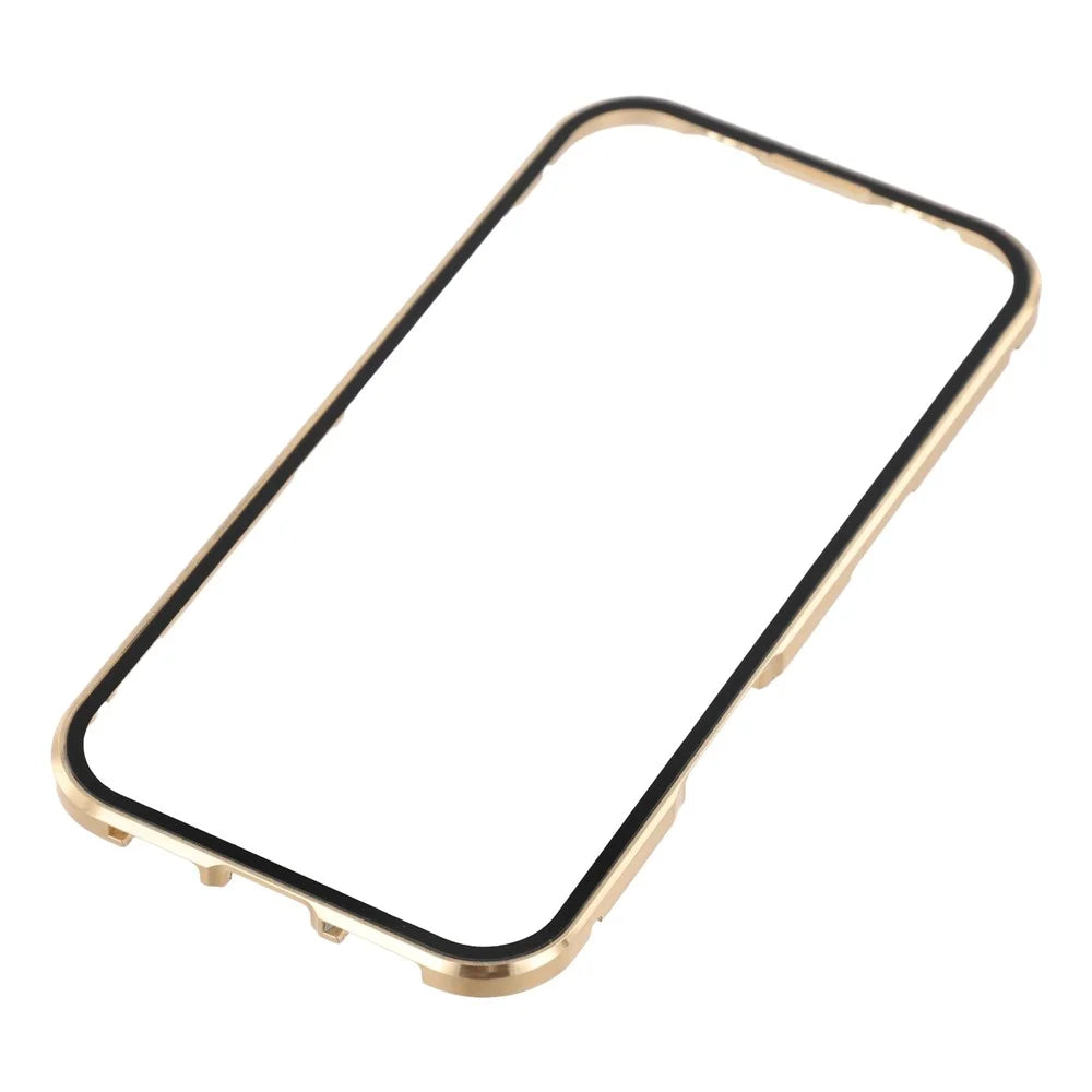 For iPhone 17 Full Body Case Magnetic Tempered Glass Double-Sided Phone Case - Gold - 7