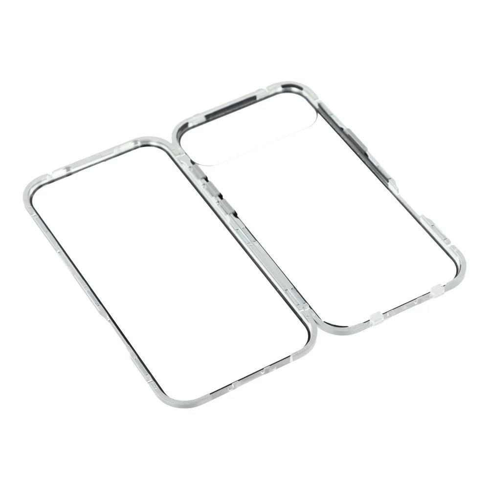 For iPhone Air Full Body Case Magnetic Tempered Glass Double-Sided Phone Case - Silver - 6