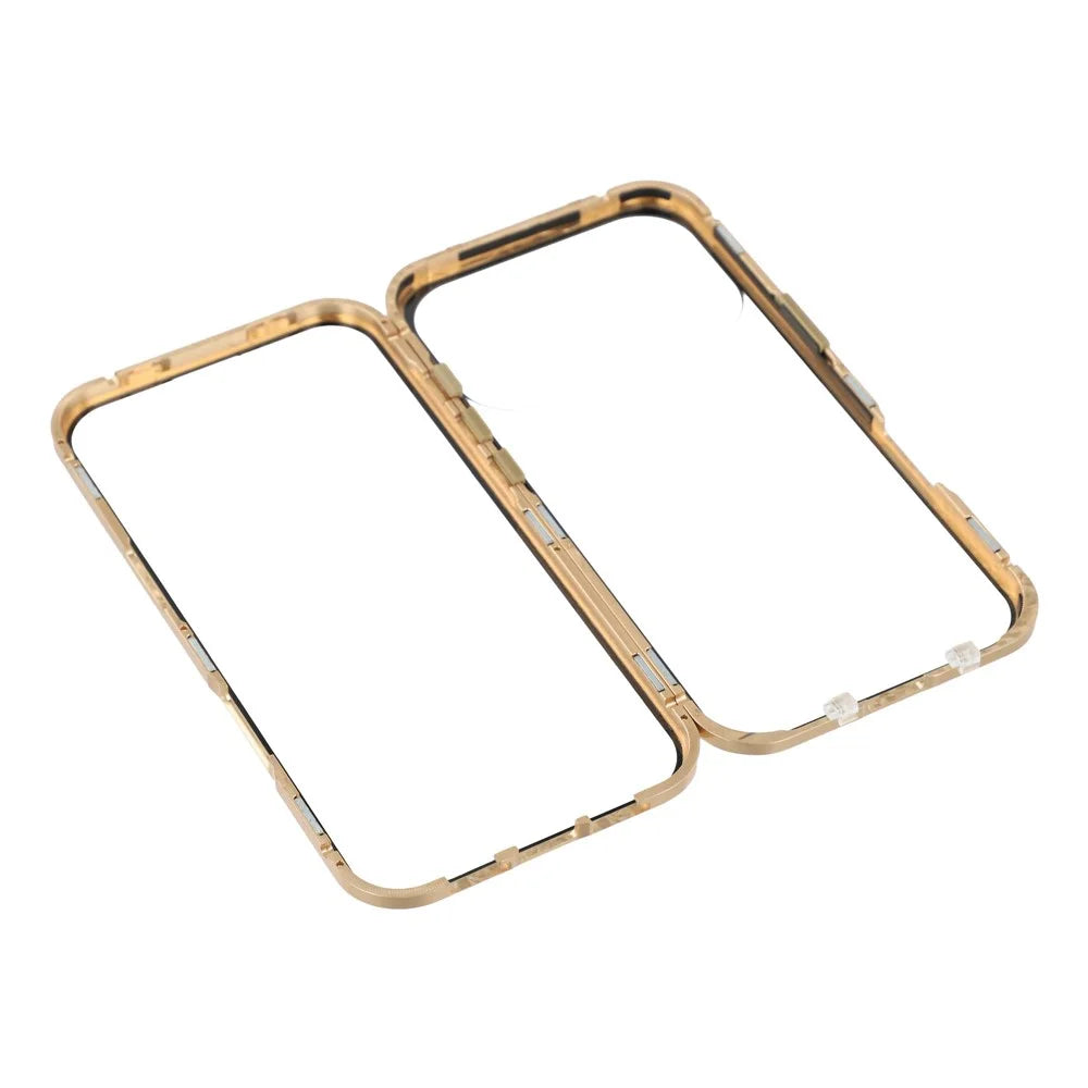 For iPhone 17 Pro Full Body Case Magnetic Tempered Glass Double-Sided Phone Case - Gold - 6