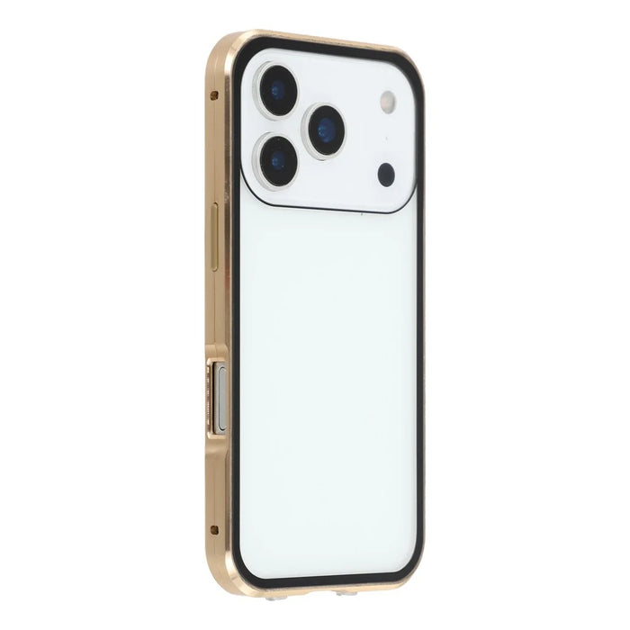 For iPhone 17 Pro Max Full Body Case Magnetic Tempered Glass Double-Sided Phone Case - Gold - 2