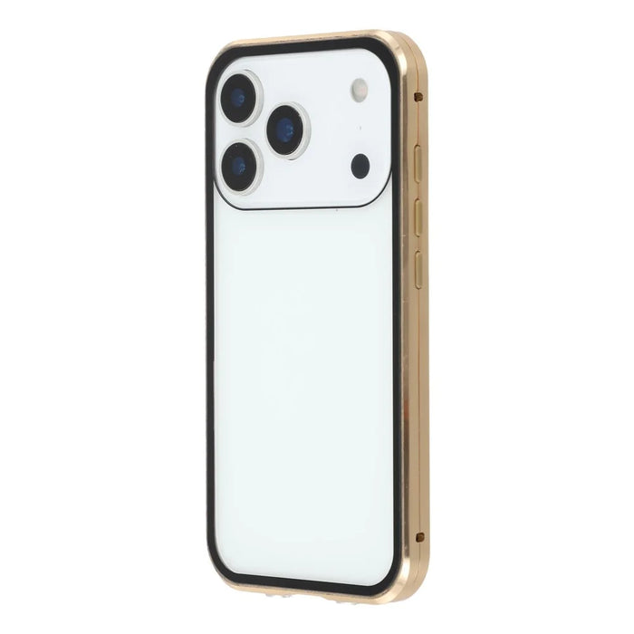 For iPhone 17 Pro Max Full Body Case Magnetic Tempered Glass Double-Sided Phone Case - Gold - 5