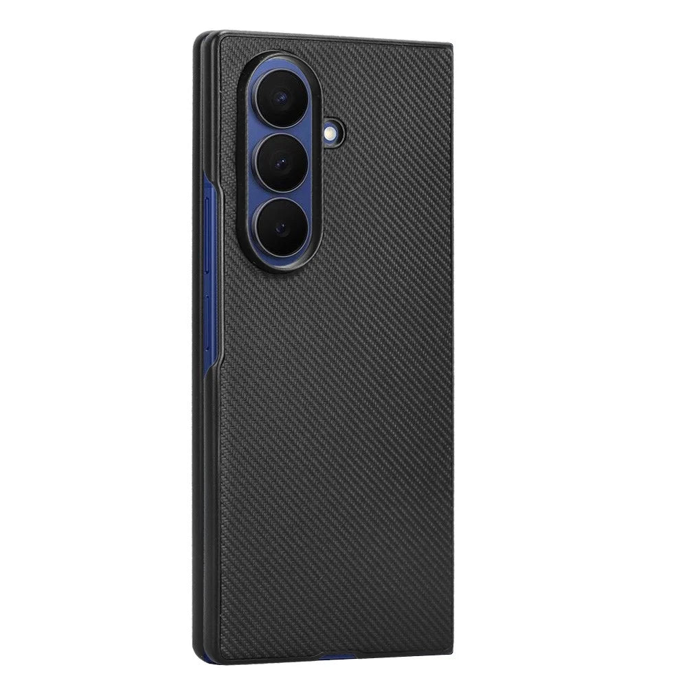 For Samsung Galaxy Z Fold7 5G Case Carbon Fiber Texture Shockproof PU + PC Phone Cover - Black - 5