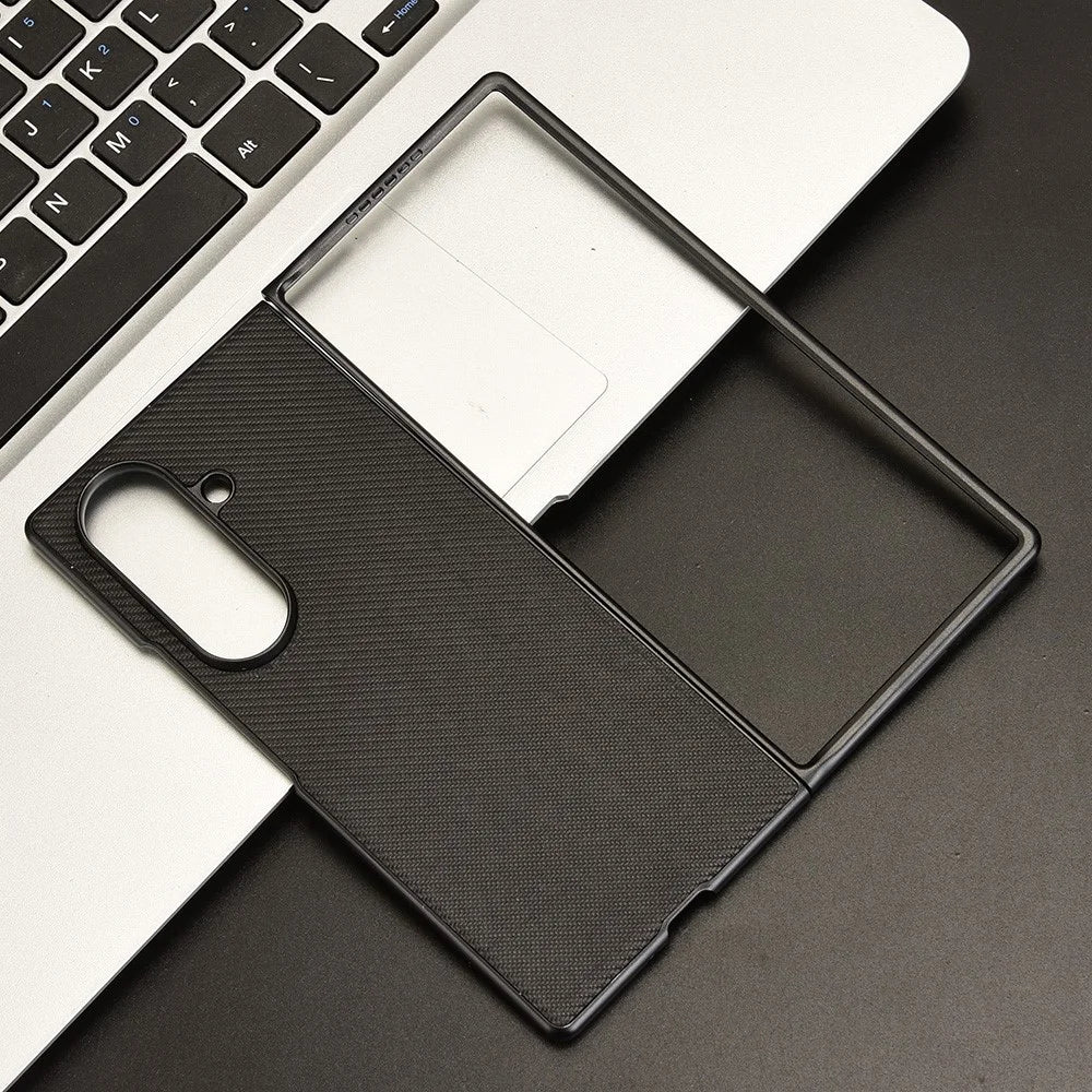 For Samsung Galaxy Z Fold7 5G Case Carbon Fiber Texture Shockproof PU + PC Phone Cover - Black - 7