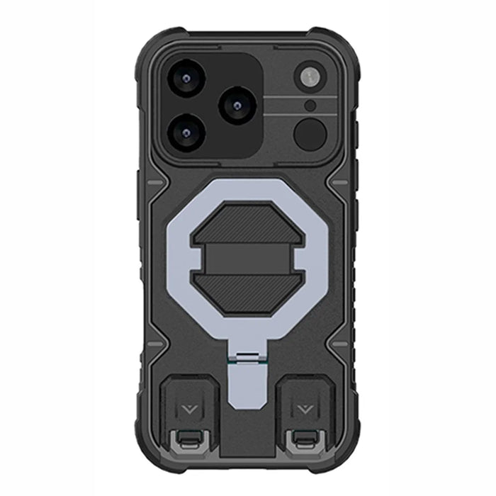 For iPhone 18 Pro Max / 17 Pro Max Case Compatible with MagSafe PC + TPU Kickstand Phone Cover with Lanyard - Black - 2