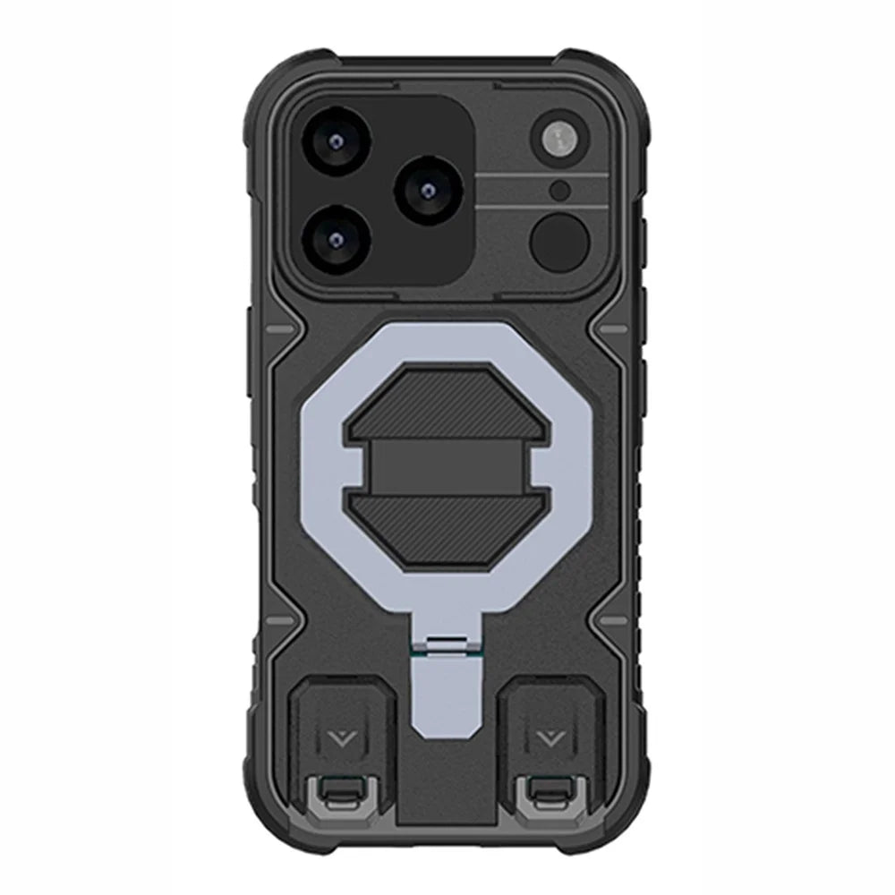 For iPhone 18 Pro / 17 Pro Case Compatible with MagSafe PC + TPU Kickstand Phone Cover with Lanyard - Black - 2