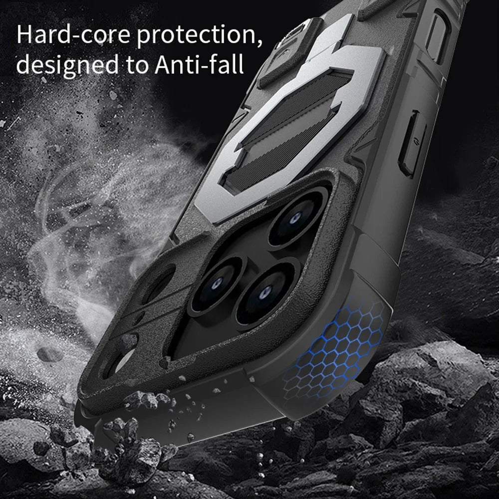 For iPhone 18 Pro / 17 Pro Case Compatible with MagSafe PC + TPU Kickstand Phone Cover with Lanyard - Black - 5