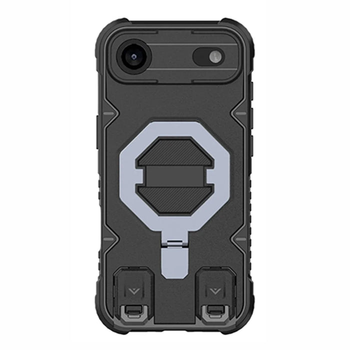 For iPhone Air Case Compatible with MagSafe PC + TPU Kickstand Phone Cover with Lanyard - Black - 2