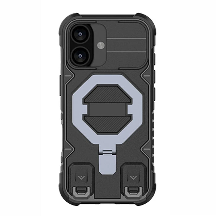 For iPhone 17 Case Compatible with MagSafe PC + TPU Kickstand Phone Cover with Lanyard - Black - 2