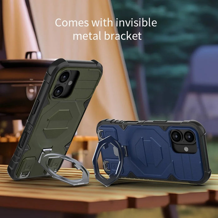 For iPhone 17 Case Compatible with MagSafe PC + TPU Kickstand Phone Cover with Lanyard - Black - 7