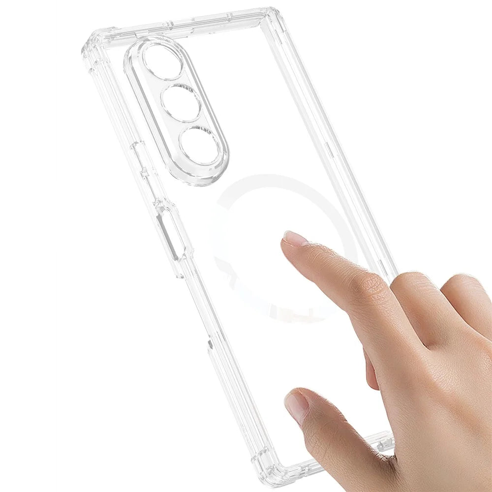 GKK For Samsung Galaxy Z Fold7 5G Magnetic Case Airbag Drop Proof TPU + PC Phone Back Cover Anti-Yellow - Transparent - 3