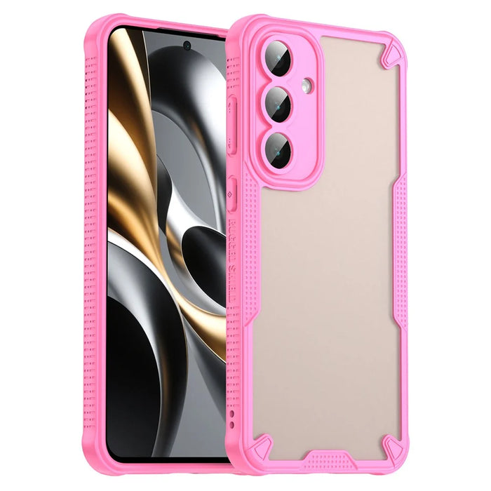 For Samsung Galaxy S25 FE Case PC + TPU Semi-Transparent Frosted Finish Protective Phone Cover - Pink - 1