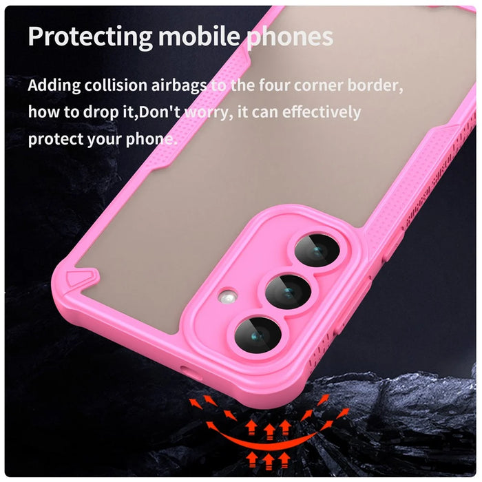 For Samsung Galaxy S25 FE Case PC + TPU Semi-Transparent Frosted Finish Protective Phone Cover - Pink - 5