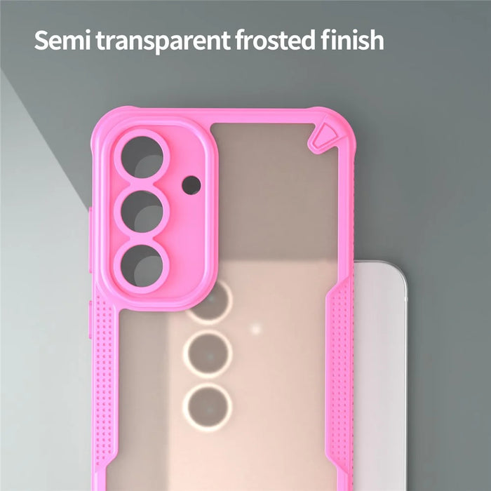 For Samsung Galaxy S25 FE Case PC + TPU Semi-Transparent Frosted Finish Protective Phone Cover - Pink - 6