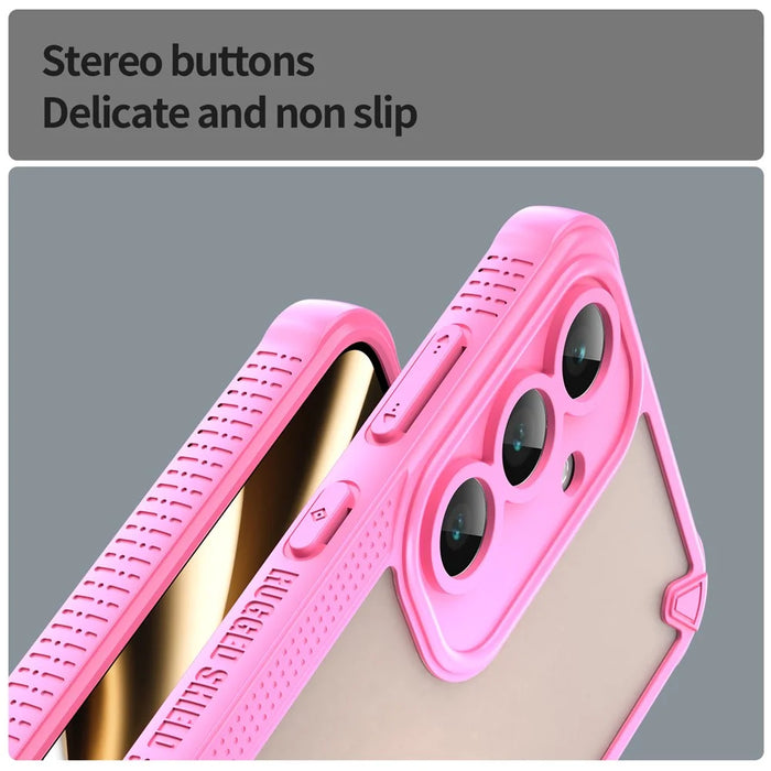 For Samsung Galaxy S25 FE Case PC + TPU Semi-Transparent Frosted Finish Protective Phone Cover - Pink - 7