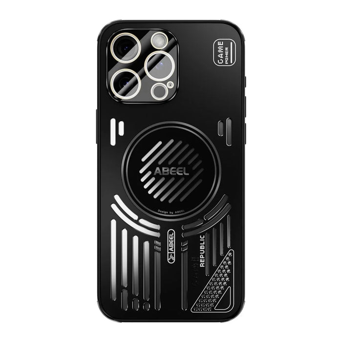 ABEEL For iPhone 13 Pro Magnetic Case Aluminium Alloy + PC + TPU Hollow Heat Dissipation Phone Cover - Black - 2