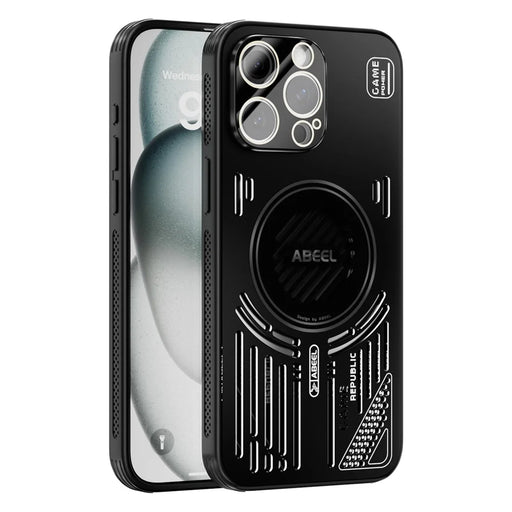 ABEEL For iPhone 13 Pro Max Magnetic Case Aluminium Alloy + PC + TPU Hollow Heat Dissipation Phone Cover - Black - 1