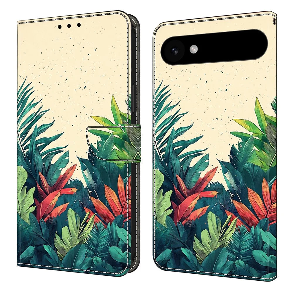 For iPhone Air Wallet Case Pattern Printing PU Leather Flip Stand Phone Cover - Leaves - 1