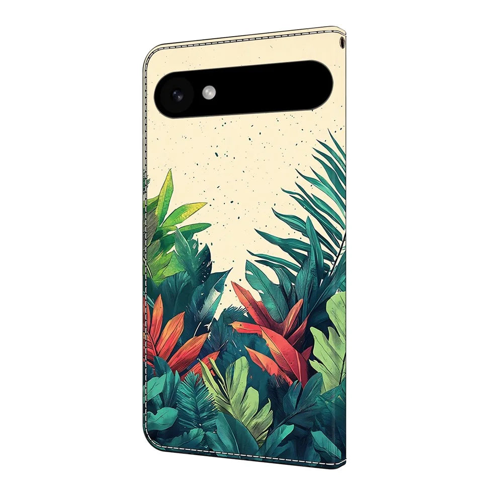 For iPhone Air Wallet Case Pattern Printing PU Leather Flip Stand Phone Cover - Leaves - 6