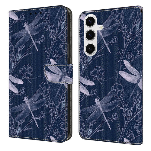 For Samsung Galaxy S25 FE Wallet Case Pattern Printing PU Leather Flip Stand Phone Cover - Dragonfly - 1