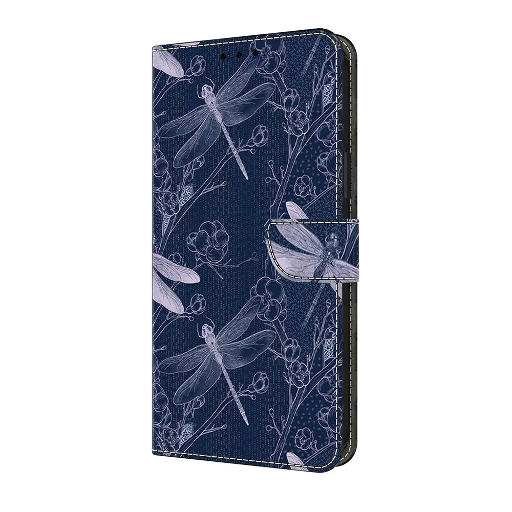 For Samsung Galaxy S25 FE Wallet Case Pattern Printing PU Leather Flip Stand Phone Cover - Dragonfly - 5
