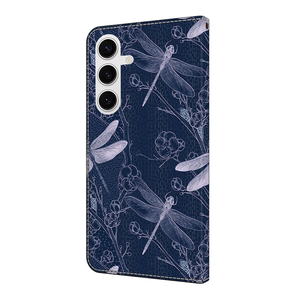 For Samsung Galaxy S25 FE Wallet Case Pattern Printing PU Leather Flip Stand Phone Cover - Dragonfly - 6