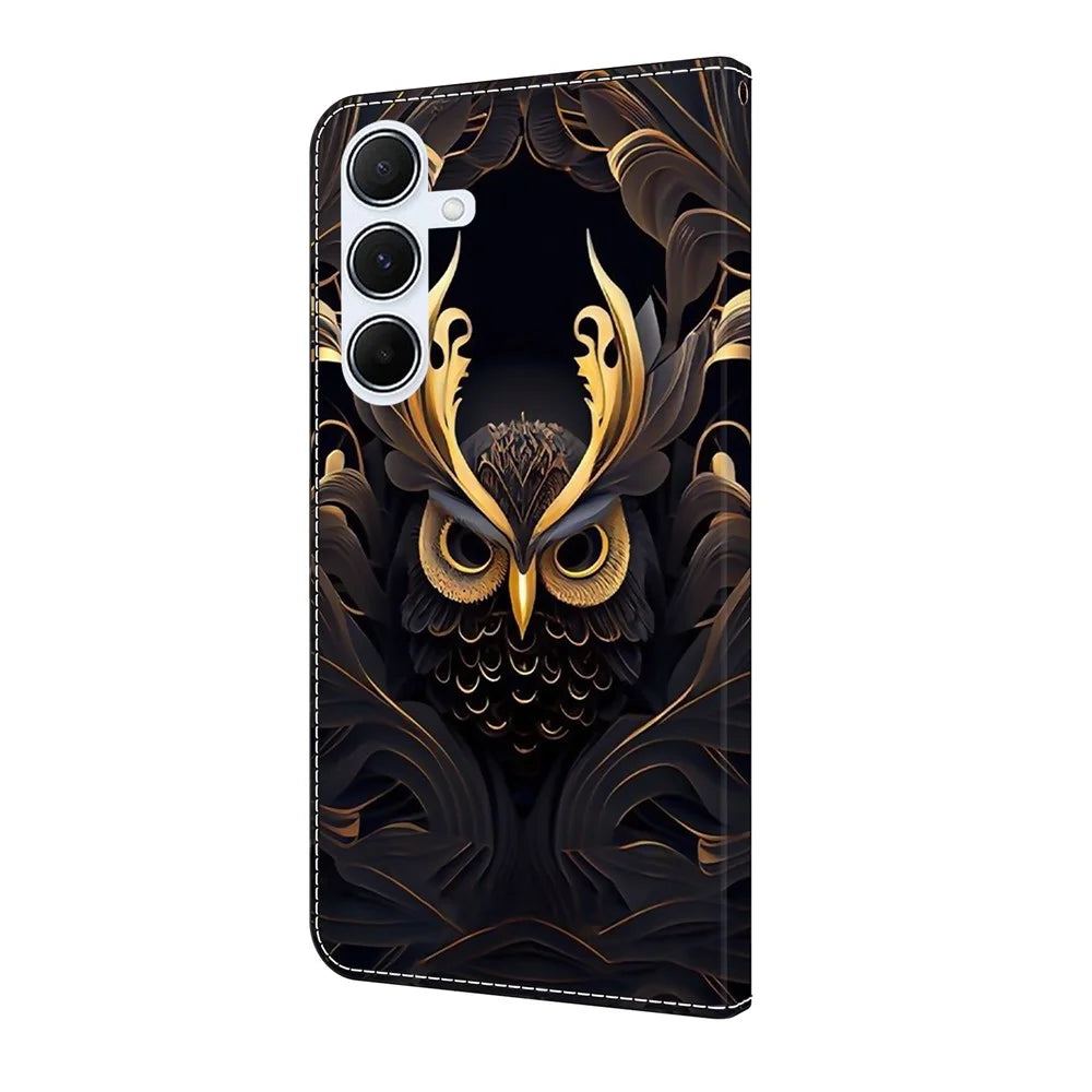 For Samsung Galaxy A18 5G / A17 5G / A17 4G / A26 5G Wallet Case Pattern Printing PU Leather Flip Stand Phone Cover - Owl - 6