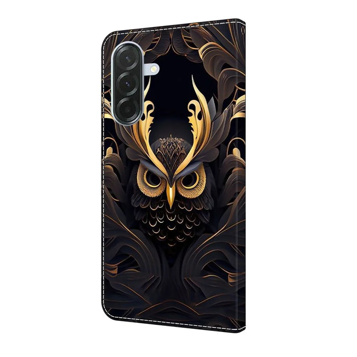 For Samsung Galaxy A56 5G  /  A36 5G Wallet Case Pattern Printing PU Leather Flip Stand Phone Cover - Owl - 6