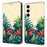 For Samsung Galaxy S25 Wallet Case Pattern Printing PU Leather Flip Stand Phone Cover - Leaves - 1