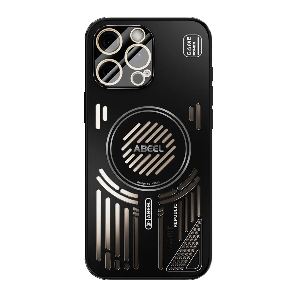 ABEEL For iPhone 16 Pro Max Magnetic Case Aluminium Alloy + PC + TPU Hollow Heat Dissipation Phone Cover - Black - 2