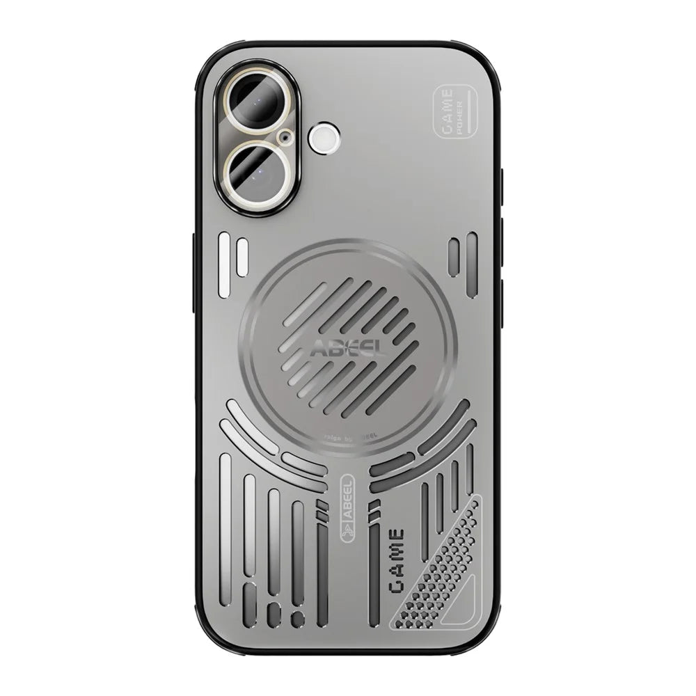 ABEEL For iPhone 16 Magnetic Case Aluminium Alloy + PC + TPU Hollow Heat Dissipation Phone Cover - Titanium Grey - 2