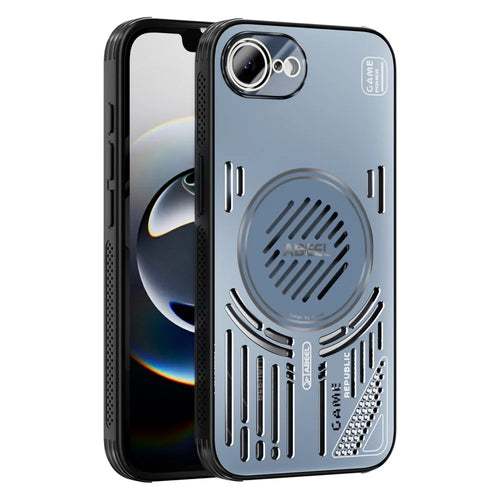 ABEEL For iPhone 17e / 16e Magnetic Case Aluminium Alloy + PC + TPU Hollow Heat Dissipation Phone Cover - Blue - 1