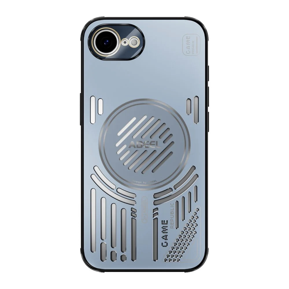 ABEEL For iPhone 17e / 16e Magnetic Case Aluminium Alloy + PC + TPU Hollow Heat Dissipation Phone Cover - Blue - 2