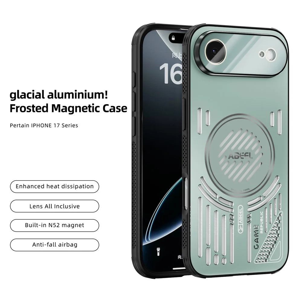ABEEL For iPhone Air Magnetic Case Aluminium Alloy + PC + TPU Hollow Heat Dissipation Phone Cover - Light Green - 3