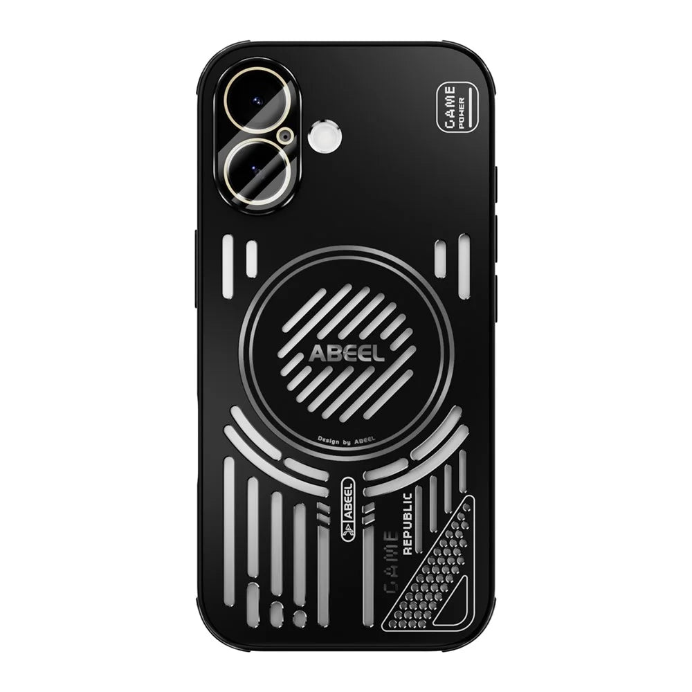 ABEEL For iPhone 17 Magnetic Case Aluminium Alloy + PC + TPU Hollow Heat Dissipation Phone Cover - Black - 2