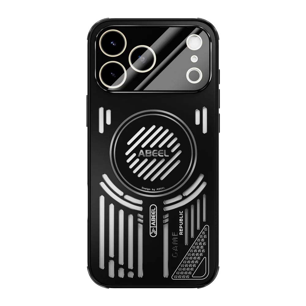 ABEEL For iPhone 17 Pro Max Magnetic Case Aluminium Alloy + PC + TPU Hollow Heat Dissipation Phone Cover - Black - 2