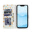 For iPhone 17e / 16e Wallet Case Rhombic Floral Design Leather Flip Phone Cover with Strap - A3 - 2
