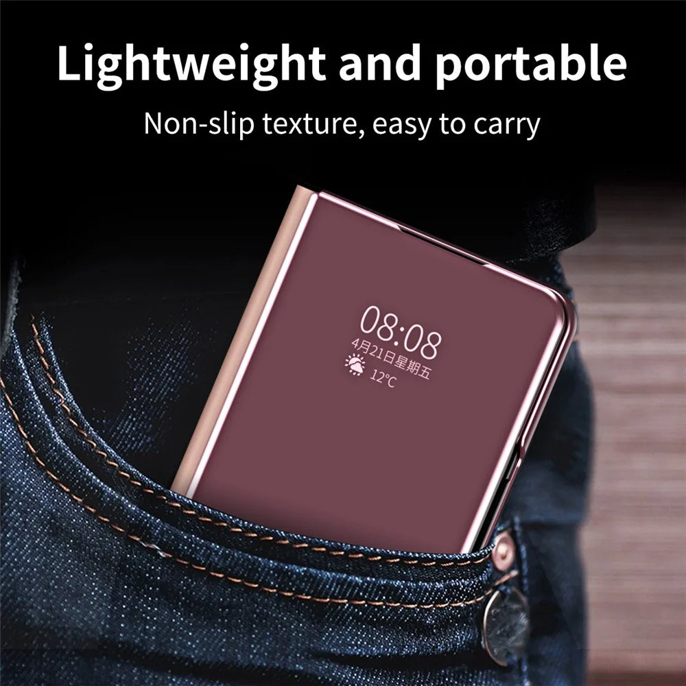 For Samsung Galaxy Z Fold7 5G Case Electroplating View Window Stand Leather Phone Cover - Pink - 2