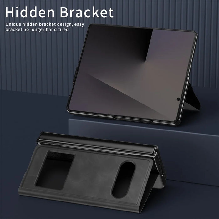 For Samsung Galaxy Z Fold7 5G Case View Window PU Leather Phone Cover - Black - 2