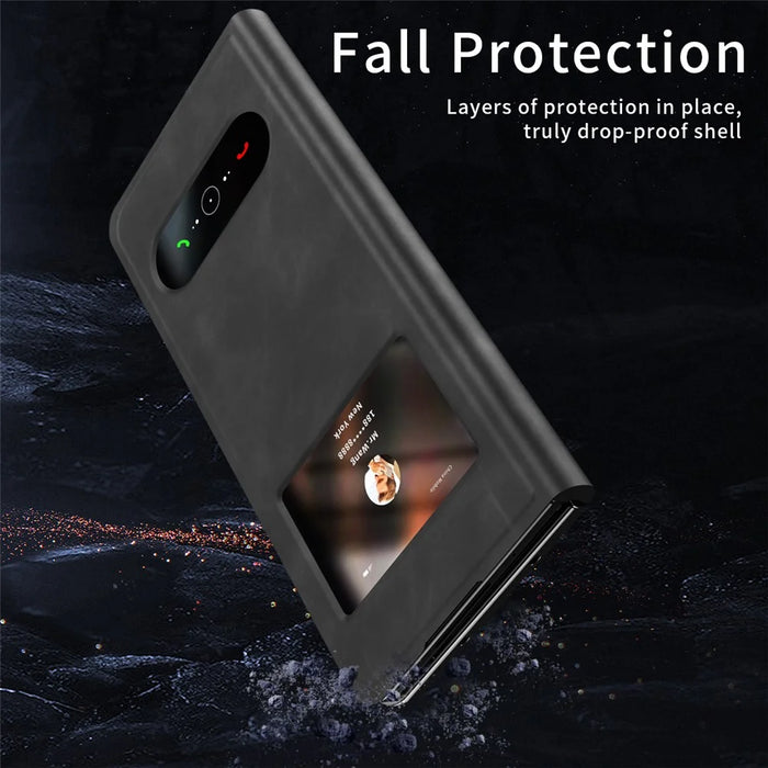 For Samsung Galaxy Z Fold7 5G Case View Window PU Leather Phone Cover - Black - 4