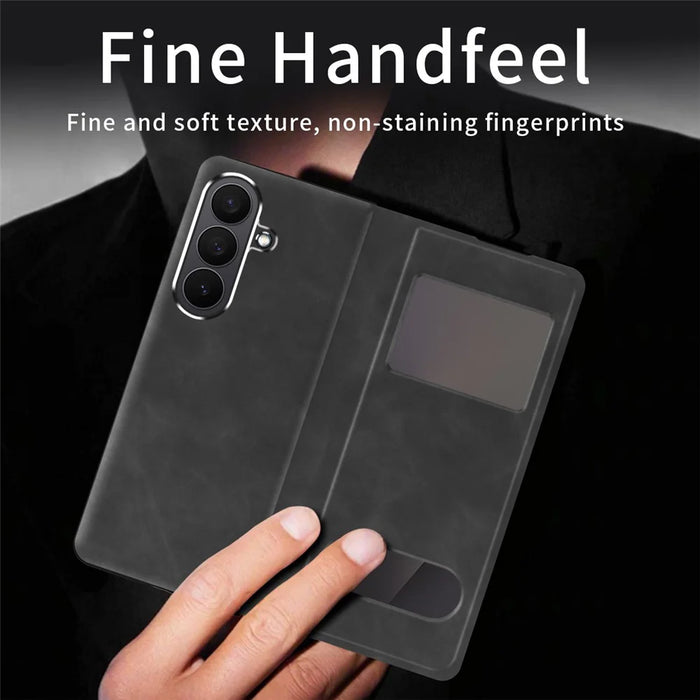 For Samsung Galaxy Z Fold7 5G Case View Window PU Leather Phone Cover - Black - 5