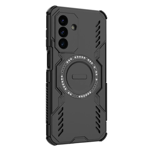 For Samsung Galaxy A18 5G / A18 4G / A17 5G / A17 4G Magnetic Case Butterfly Armor Hollow Heat Dissipation PC + TPU Phone Cover - Black - 1