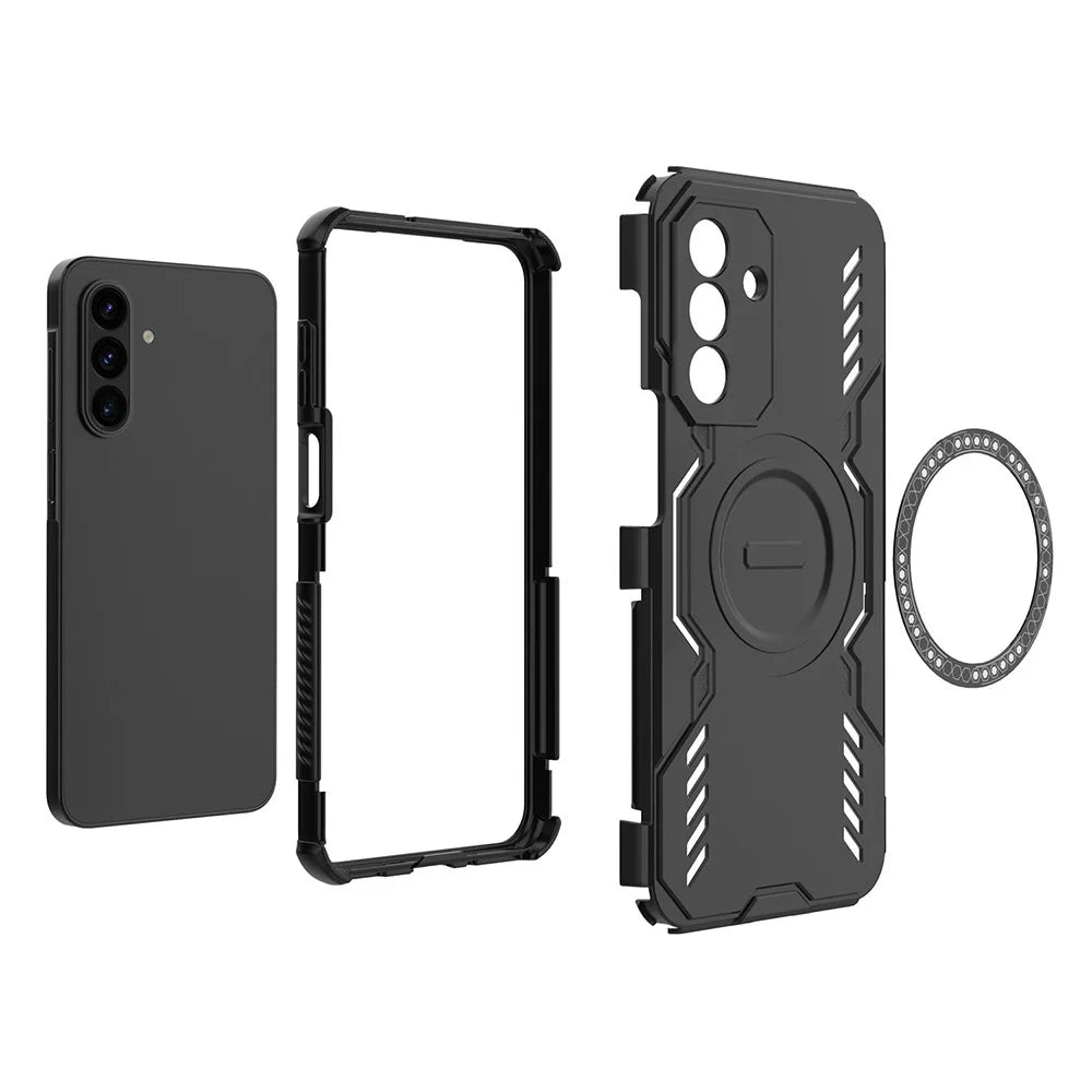For Samsung Galaxy A18 5G / A18 4G / A17 5G / A17 4G Magnetic Case Butterfly Armor Hollow Heat Dissipation PC + TPU Phone Cover - Black - 2