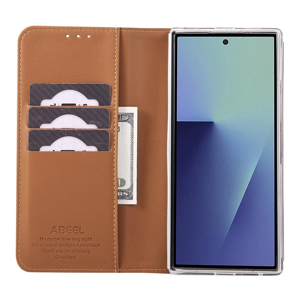 ABEEL For Samsung Galaxy Z Fold7 5G Phone Case RFID Blocking Leather Flip Cover - Brown - 2