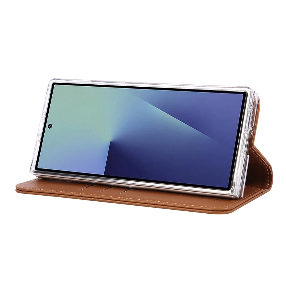 ABEEL For Samsung Galaxy Z Fold7 5G Phone Case RFID Blocking Leather Flip Cover - Brown - 3