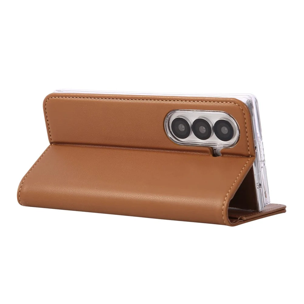 ABEEL For Samsung Galaxy Z Fold7 5G Phone Case RFID Blocking Leather Flip Cover - Brown - 4