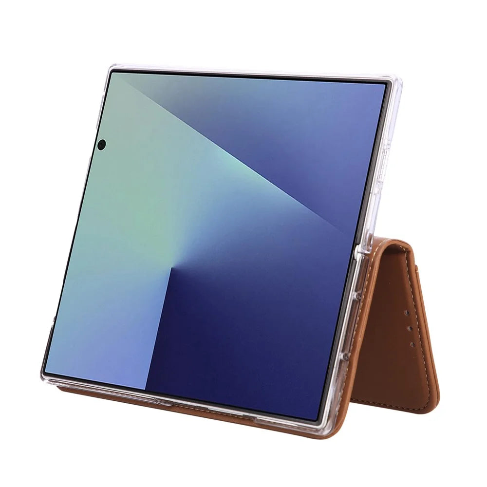 ABEEL For Samsung Galaxy Z Fold7 5G Phone Case RFID Blocking Leather Flip Cover - Brown - 5